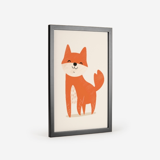 Poster de uma raposa laranja sorridente, perfeita para decorar quartos de bebé. 2